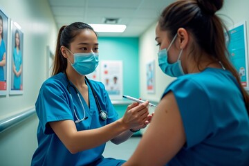Nurse Administering Vaccine in Healthcare Setting