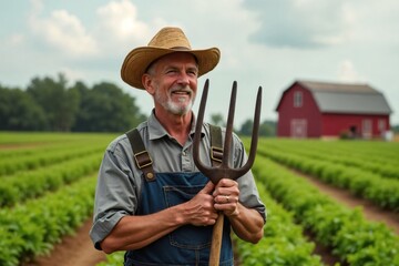 Proud Farmer in a Lush Field