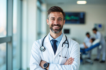 Smiling Doctor in a Modern Medical Setting
