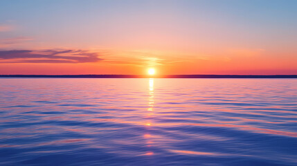 Obraz premium Picturesque sunset over the tranquil waters of the hamptons, summer season, with ample room for text or design. Sunset Over Horizon. Illustration