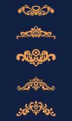 Collection of luxury gold vintage floral carving decorations