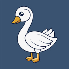 Elegant Swan Bird Color Vector Illustration.