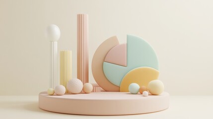 Fototapeta premium Abstract pastel shapes on minimalist background