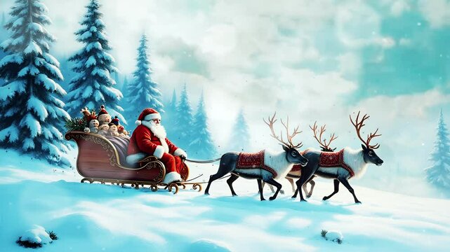 santa claus and reindeer