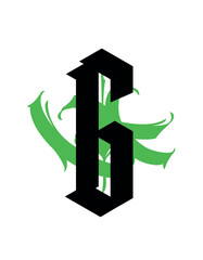 Letter in the Gothic style. Vector. Alphabet. Calligraphy and lettering. Medieval Latin letter. Logo for the company. Monogram. Elegant font for tattoo.