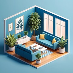 Minimalist 3D Living Room Interior&nbsp;Design