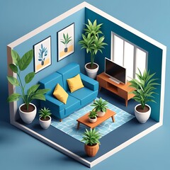 Minimalist 3D Living Room Interior&nbsp;Design