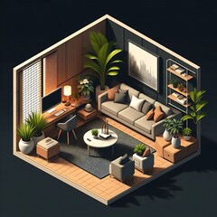Minimalist 3D Living Room Interior&nbsp;Design