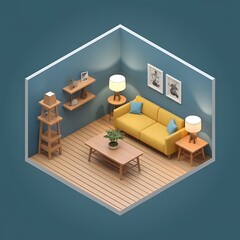 Minimalist 3D Living Room Interior&nbsp;Design