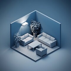 Minimalist 3D Living Room Interior&nbsp;Design
