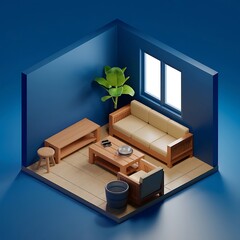 Minimalist 3D Living Room Interior&nbsp;Design