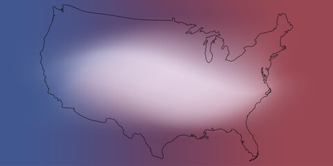 Map with a black outline on a mesh background of the United States of America. Map of USA. Borders of the USA. USA silhouette.