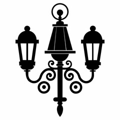 Obraz premium Decorative Wall Sconce Silhouette Vector Illustration