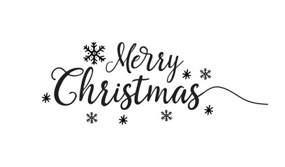 Handwritten calligraphy Merry Christmas isolated on white background. Vector holiday illustration element. Calligraphy Merry Christmas