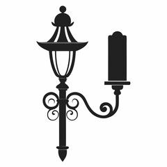 Decorative Wall Sconce Silhouette Vector Illustration