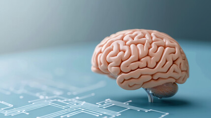 human brain is depicted with intricate neural pathways, symbolizing advanced cognitive functions and connectivity. This evokes sense of curiosity and exploration in neuroscience