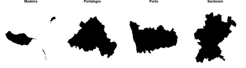 Madeira, Portalegre, Porto, Santarem outline maps