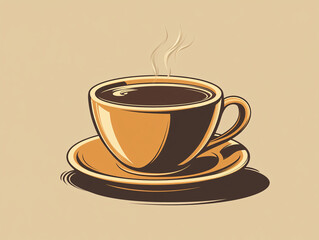 Obraz premium Simple and warm illustration of a cup of coffee with steam, perfect for cozy and relaxing atmosphere, ideal for cafe and beverage-related content.