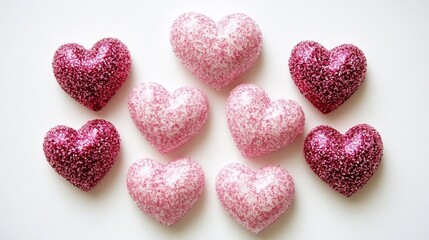 Obraz premium Glitter hearts, white isolate background