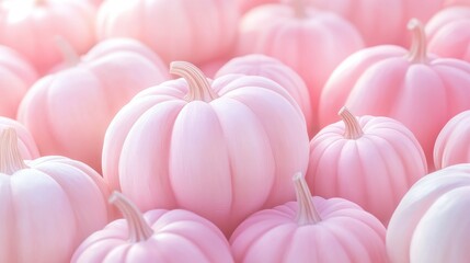Photorealistic background of pink and light colored pumpkins, concept of seasonality, farming and harvest, unusual pink pumpkins