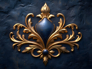 Fototapeta premium Elegant Vintage Baroque Gold Ornament Wall Art with Intricate Design and Rich Colors