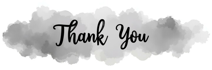 Monochrome thank you card with stylish text, elegant gray watercolor background
