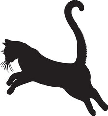 Cat Jumps silhouette vector illustration isolated on white background.