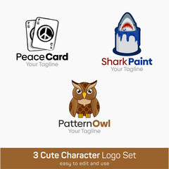 Cute Character Shape Logo Template Set. Good for Business, Agency, Community and Organization