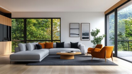 Fototapeta premium Modern Scandinavian Interior with Natural Elements