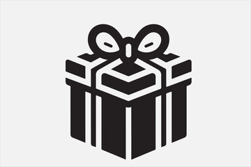 A simple black-and-white icon of a gift box