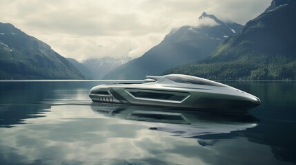 Obraz premium A photo of a futuristic electric boat