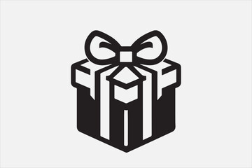 A simple black-and-white icon of a gift box