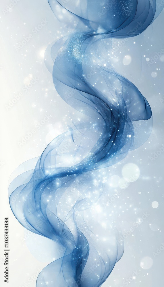 Wall mural abstract white and blue design with swirling patterns and sparkling effects for modern backgrounds
