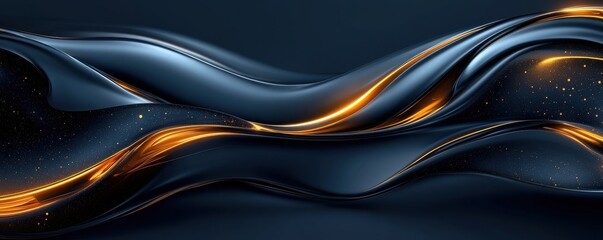 Abstract flowing black and gold wave pattern wallpaper for mobile phone in a minimalistic design