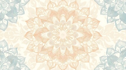 Ornate Floral Mandala Design  Elegant Pattern  Beige and Blue  Vector Illustration