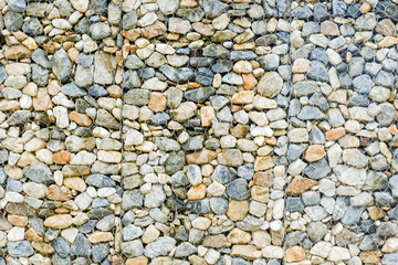 Modern Privacy Fence of Natural Rock Gabions, Walls made of stone and iron Made by welding steel into a sieve and then put the stone in the middle,style of hotel or office Building,Selective focus.