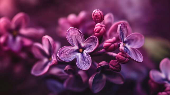 Urokliwe bzy w odcieniach fioletu, rozkwitające w słonecznym ogrodzie wiosennym.