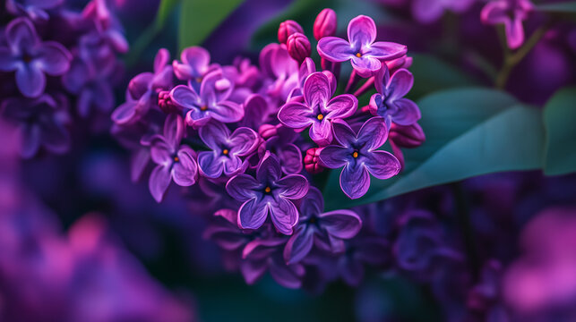 Urokliwe bzy w odcieniach fioletu, rozkwitające w słonecznym ogrodzie wiosennym.