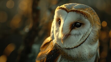 common barn owl ( Tyto albahead ) close up