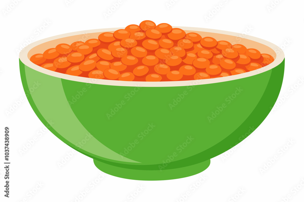 Sticker Red lentils on white background