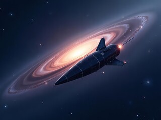 Obraz premium Spacecraft hurtling through space against a backdrop of stars The concept of space travel 