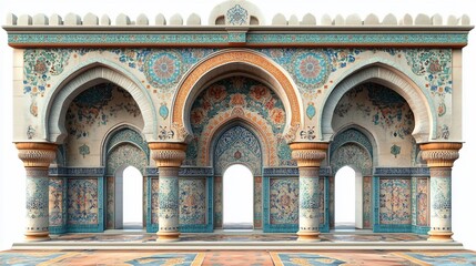 Obraz premium Ornate architectural structure featuring intricate patterns and arches.