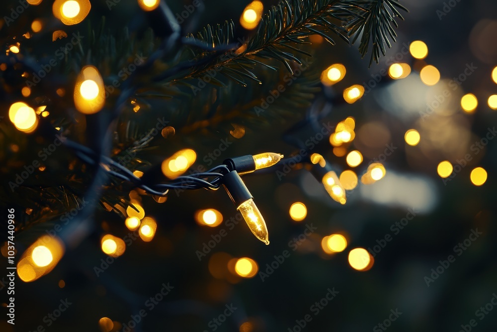 Aufkleber bright, warm christmas lights twinkle softly against a dark background, creating an inviting and fes