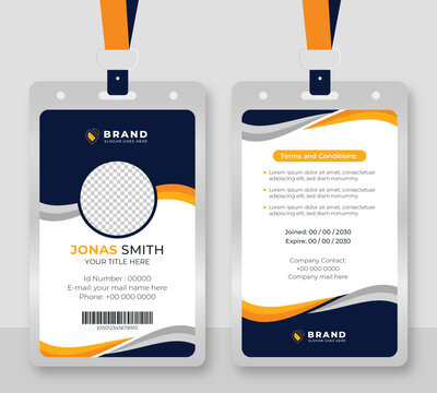 Modern and creative id card template. corporate id card design template for office employee, student, hospital staff or others.