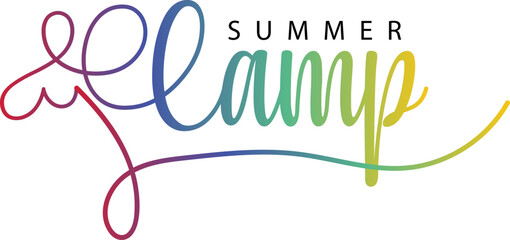 Summer camp, Summer Camp text. gradient color Summer Camp text