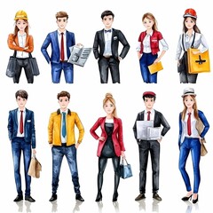 Obraz premium Diverse People in Watercolor Portrait Style