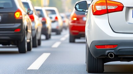 Bumper-to-bumper traffic on the A50 highway in Germany at sunset creates a mesmerizing yet frustrating scene of halted vehicles
