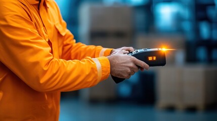 Warehouse worker using a barcode scanner to track inventory, highlighting the role of digital tools in modern supply chain management