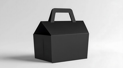 Black Cardboard Take Away Box with Handle Mockup