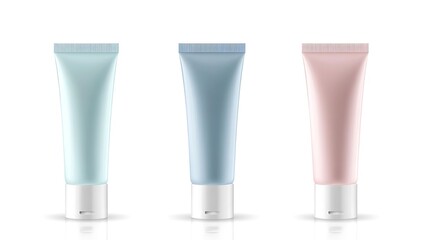 Three Blank Cosmetic Tubes Mockup
